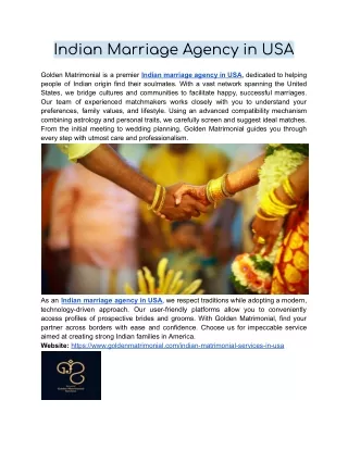 Indian Marriage Agency in USA