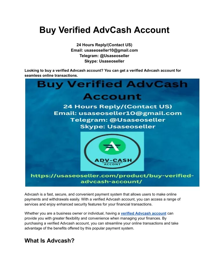 buy verified advcash account