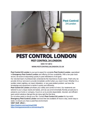 Keeping Your Home Bug-Free: Pest Control 24 London has you covered!