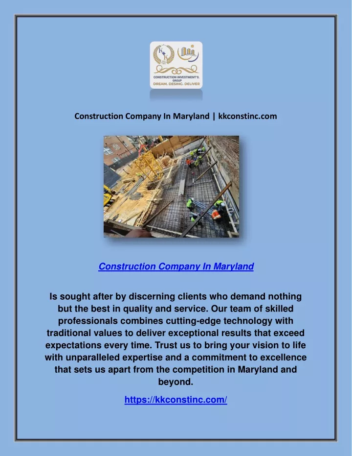 construction company in maryland kkconstinc com