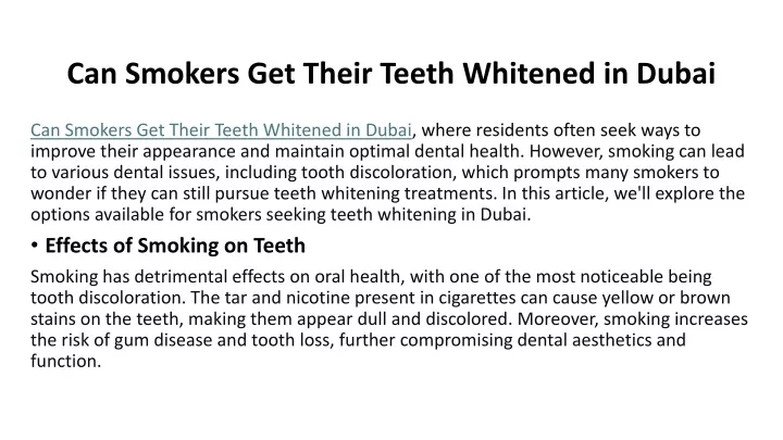can smokers get their teeth whitened in dubai