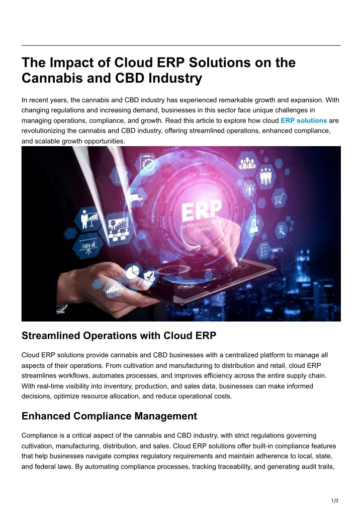 the impact of cloud erp solutions on the cannabis