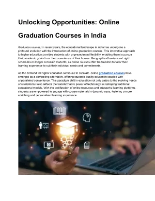 Elevate Your Education: Online Graduation Courses in India