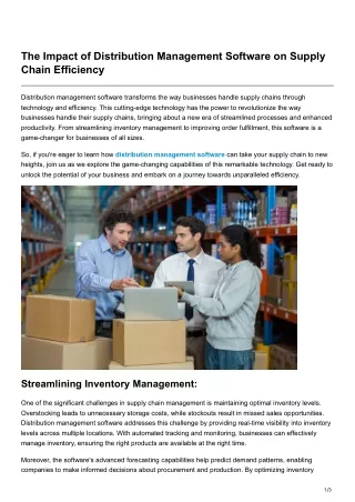the impact of distribution management software