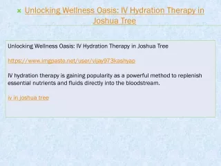 Unlocking Wellness Oasis IV Hydration Therapy in Joshua Tree