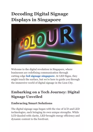 Interpreting Singapore's Digital Signage Displays