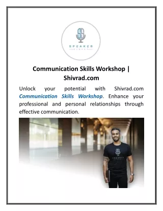 Communication Skills Workshop Shivrad