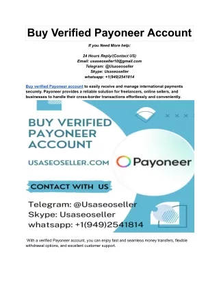 Buy Verified Payoneer Account