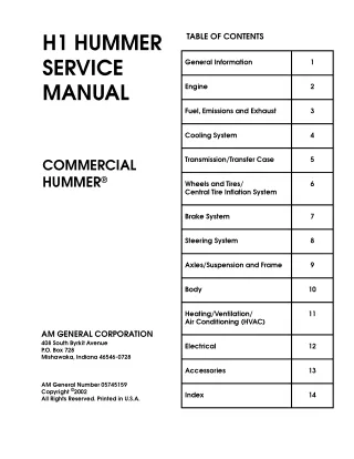HUMMER H1 1994 Service Repair Manual