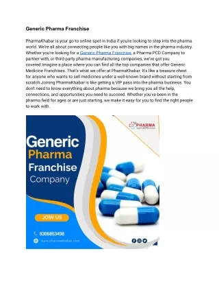 Generic Pharma Franchise