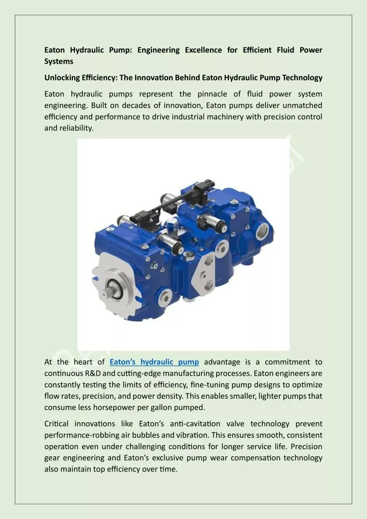 eaton hydraulic pump engineering excellence