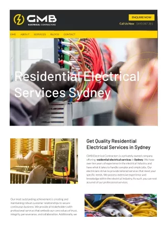 Residential Electrical Services Sydney