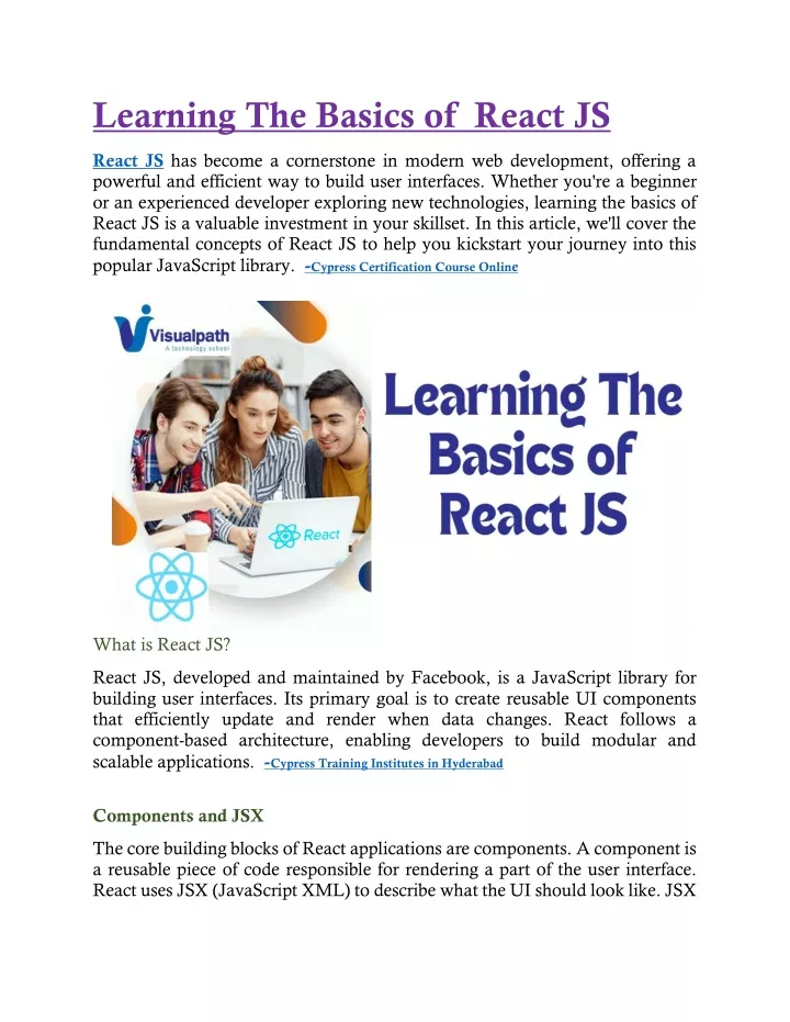 learning the basics of react js
