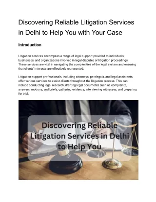 Discovering Reliable Litigation Services in Delhi to Help You with Your Case