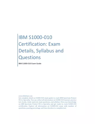 IBM S1000-010 Certification: Exam Details, Syllabus and Questions
