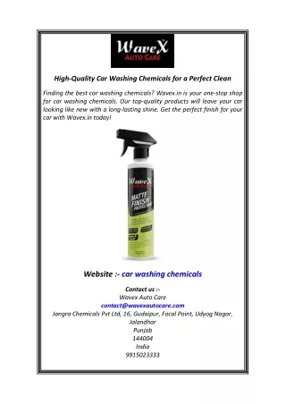 High-Quality Car Washing Chemicals for a Perfect Clean