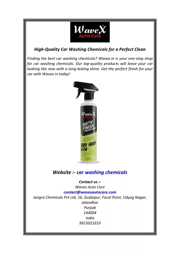 high quality car washing chemicals for a perfect