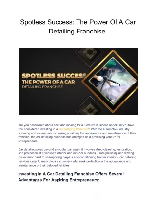 Spotless Success_ The Power Of A Car Detailing Franchise