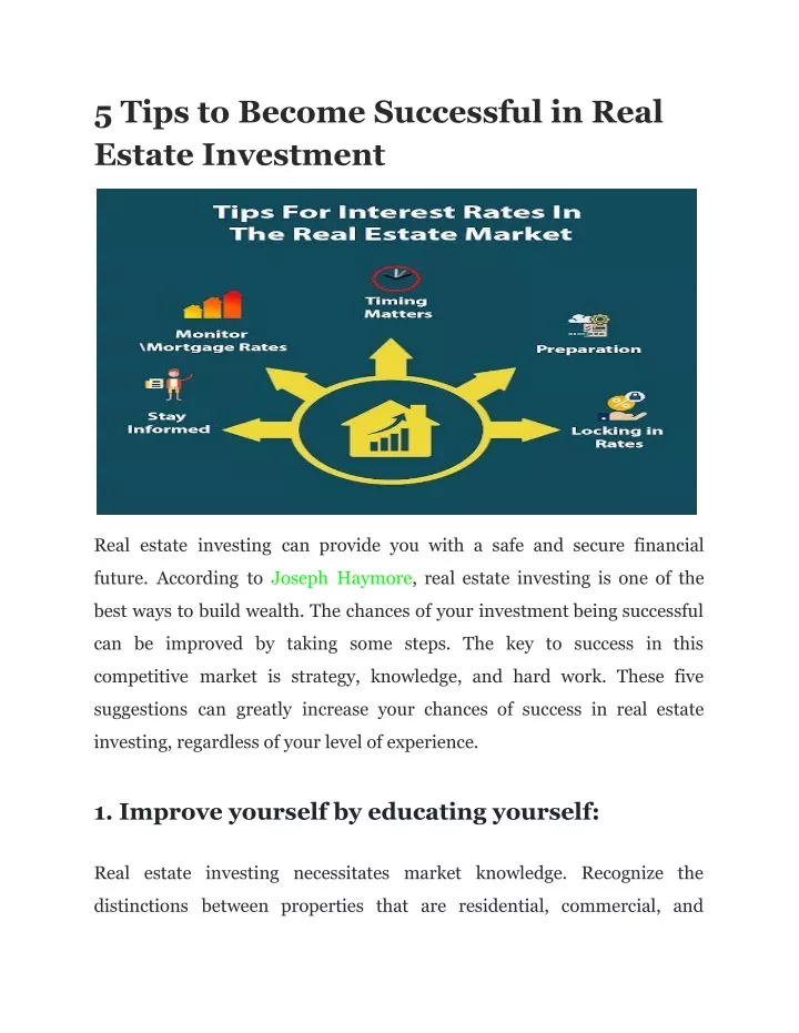 5 tips to become successful in real estate