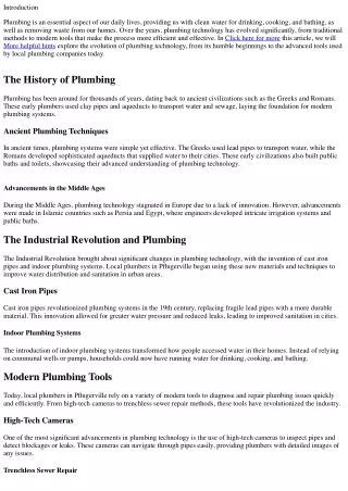 The Evolution of Plumbing Technology: From traditional tools to modern ones