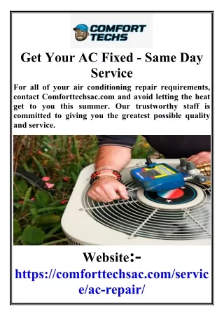 Get Your AC Fixed - Same Day Service