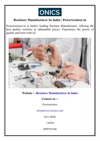 Resistors Manufacturer In India  Powerresistor.in