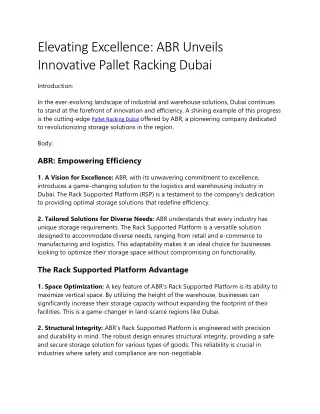 elevating excellence abr unveils innovative