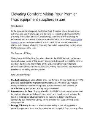 hvac equipment suppliers in uae