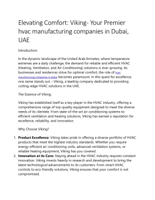 hvac manufacturing companies in dubai