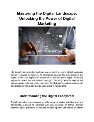 Mastering the Digital Landscape_ Unlocking the Power of Digital Marketing