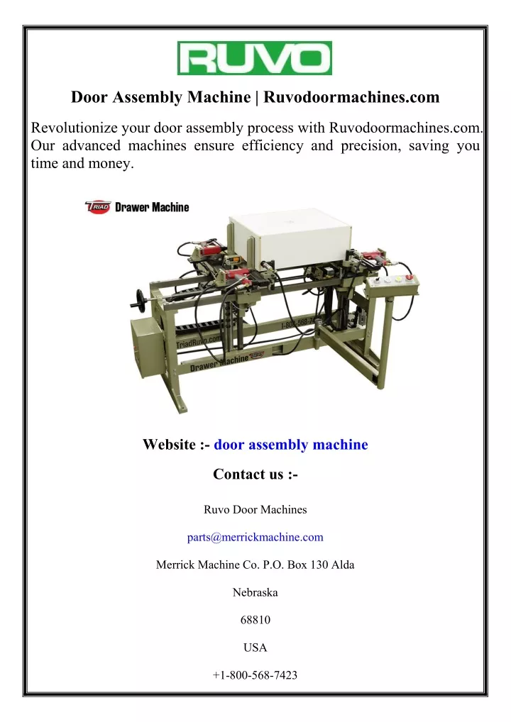 door assembly machine ruvodoormachines com
