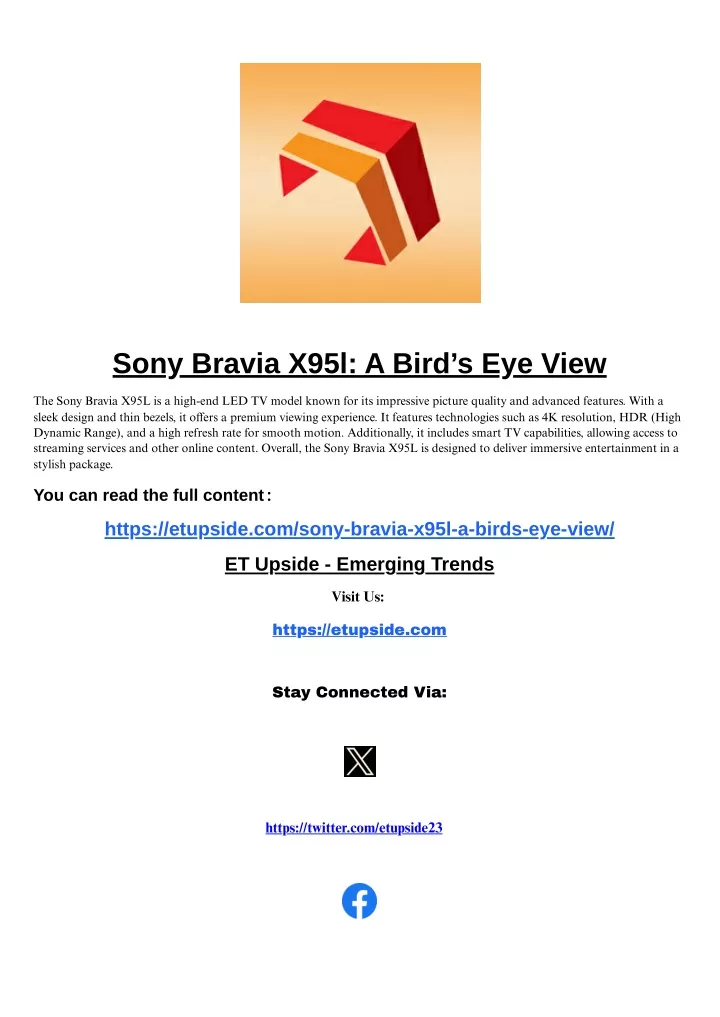 sony bravia x95l a bird s eye view