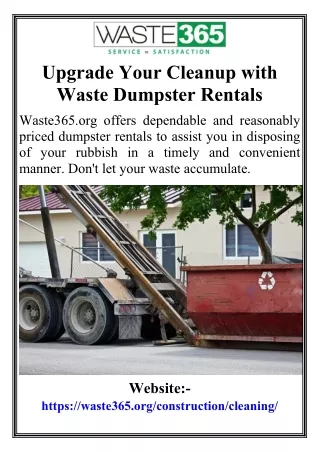 Upgrade Your Cleanup with Waste Dumpster Rentals