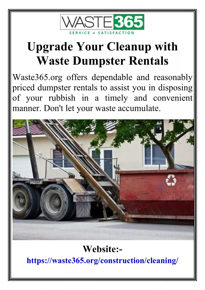 upgrade your cleanup with waste dumpster rentals