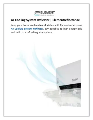 Ac Cooling System Reflector Elementreflector.ae