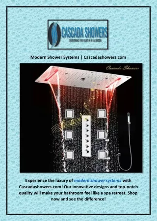 Modern Shower Systems | Cascadashowers.com