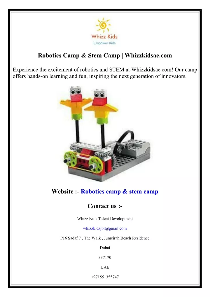 robotics camp stem camp whizzkidsae com