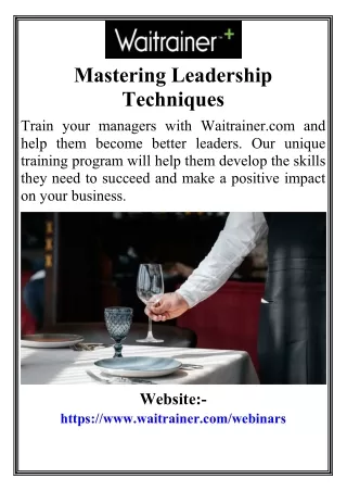 Mastering Leadership Techniques