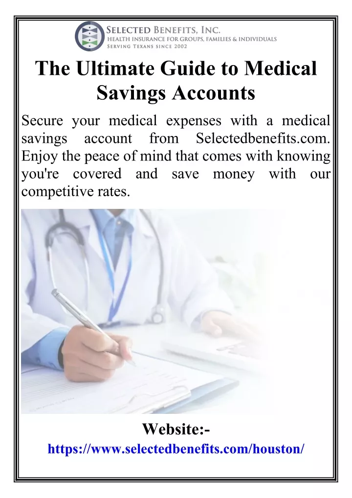 the ultimate guide to medical savings accounts