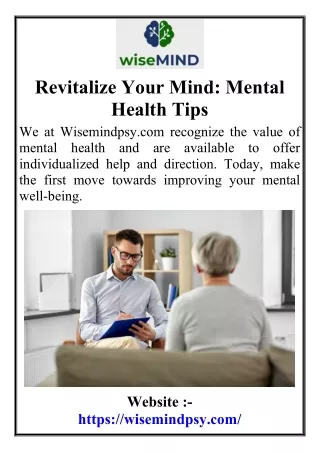 Revitalize Your Mind Mental Health Tips