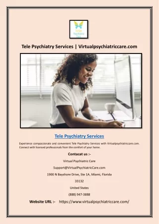 Tele Psychiatry Services | Virtualpsychiatriccare.com
