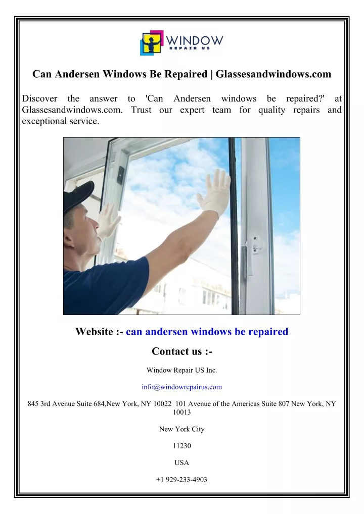 can andersen windows be repaired