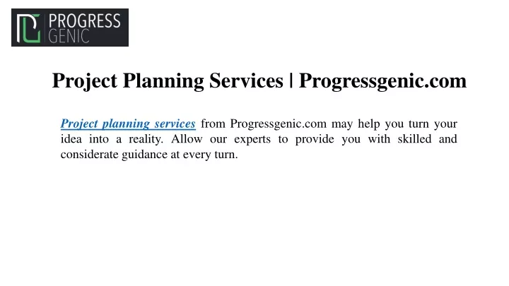 project planning services progressgenic com