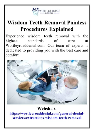 Wisdom Teeth Removal Painless Procedures Explained