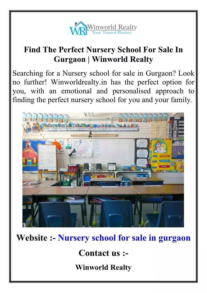 find the perfect nursery school for sale