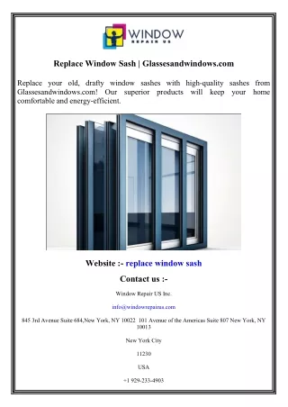 Replace Window Sash  Glassesandwindows.com