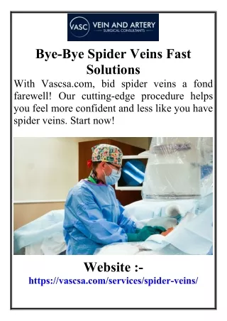 Bye-Bye Spider Veins Fast Solutions