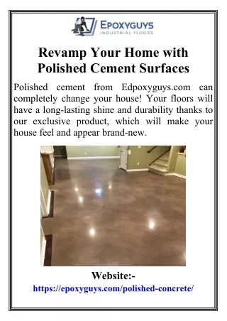 Revamp Your Home with Polished Cement Surfaces