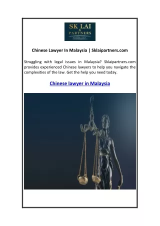 Chinese Lawyer In Malaysia  Sklaipartners.com