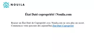 État Daté copropriété Nouila.com
